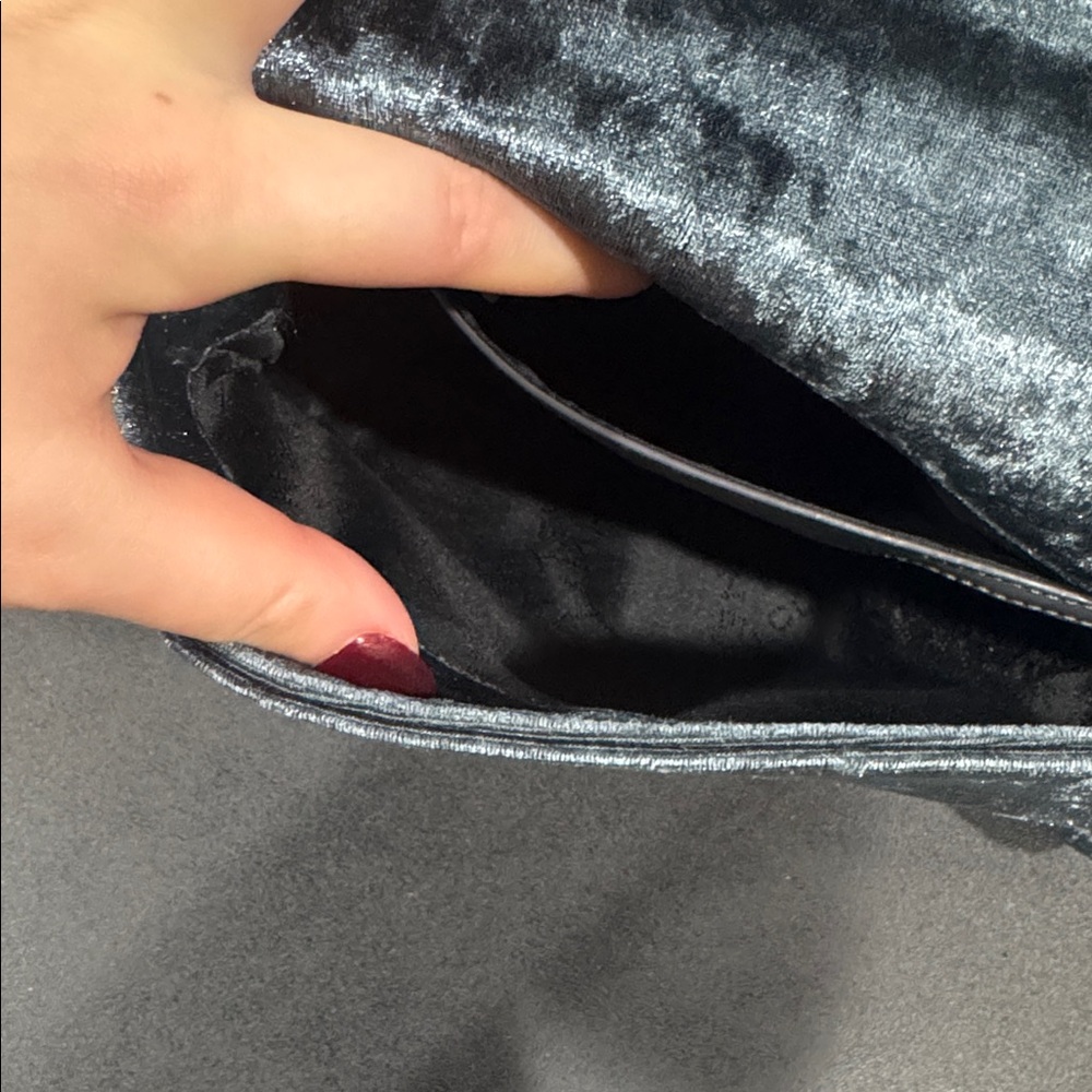 Stella McCartney Charcoal Velvet Shoulder Bag - Picture 6 of 7